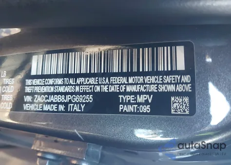 2018 Jeep Renegade Altitude Fwd из США, поврежденный, VIN ZACCJABB8JPG69255